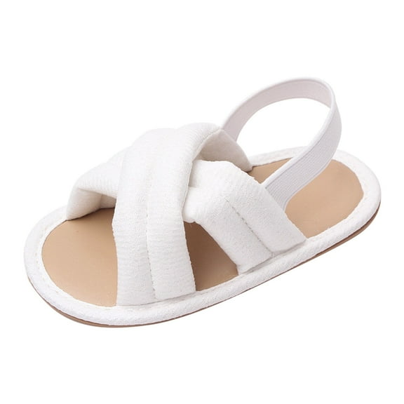 Linfrsh Baby Girls Sandals Ruffle Bowknot Soft Sole Anti-Slip Open Toe Breathable Summer Outdoor First Walking Shoes Baby Sandals(White,0-6 Months)