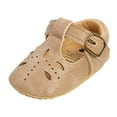 thumbnail image 1 of Linfrsh Baby Girls Sandals Summer Beach Shoes Outdoor Toddler Girls Summer First Walking Shoes(Khaki,6-12 Months), 1 of 5