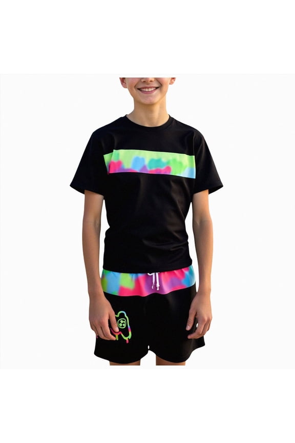 Baby and Toddler Boy Short- Sleeve Rash Guard and Trunk Set, 2-Piece(Multicolour,14 Years)