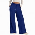 thumbnail image 1 of Linfrsh Baggy Sweatpants Women's Straight Leg Low rise Sweat Pants Wide Leg Sweatpants Drawstring Elastic Low Waist Pants with Pockets Dark Blue,L, 1 of 2