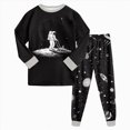 thumbnail image 1 of Linfrsh Bamboo Viscose Toddler Boys Pajamas Comfy Long Sleeve Graphic Top + Pant Fall Winter Pjs Set 2 Piece for 1t 2t 3t 4t 5t Kids Sleepwear Set Toddler Boys Clothes(Light Gray,5-6 Years), 1 of 7