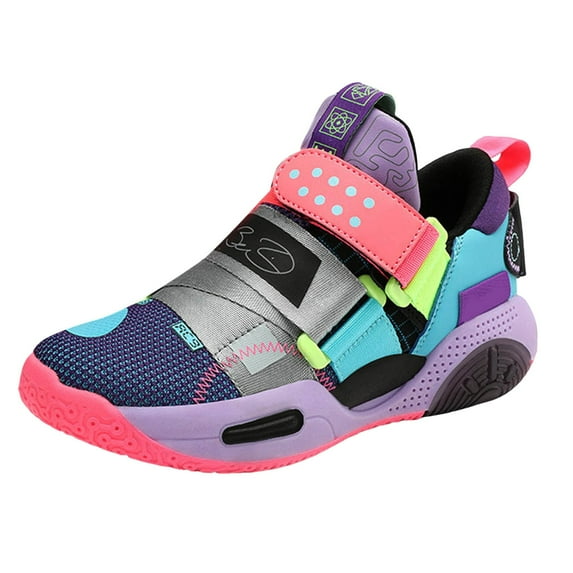 Linfrsh Basketball Shoes for Boys and Girls,Walking Running Shoes Breathable Comfortable Boys Sneakers for Little and Big Kids(Purple,1)