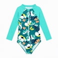 thumbnail image 1 of Linfrsh Bathing Suit for Baby Girl Baby Toddler Girl Long Sleeve Ruffle Swimsuit One Piece Zipper Rash Guard Bathing Suit with UPF 50+ Sun Protection(Mint Green,3-4 Years), 1 of 4