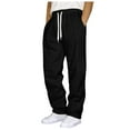 thumbnail image 1 of Linfrsh Big and Tall Sweatpants for Men Casual Pants for Men Baggy Straight Leg Athletic Jogger Pants with Pocket Black,L, 1 of 7