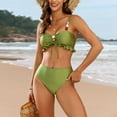 thumbnail image 1 of Linfrsh Bikini Set for Women Two Piece Swimsuits V Neck High Waist Crisscross Back Straps Womens Swimwear Green,L, 1 of 7