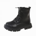 thumbnail image 1 of Linfrsh Boots for Girls Girls Boys Combat Hiking Snow Boots Waterproof Non-Slip Fashion Work Ankle Boots with Lace Up Side Zipper for Little Big Kids Black,11.5, 1 of 7