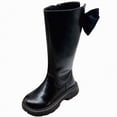 thumbnail image 1 of Linfrsh Boots for Girls Girls Ankle Boots Kids Lace-up Glittery Combat Work Boot Black,3.5, 1 of 7