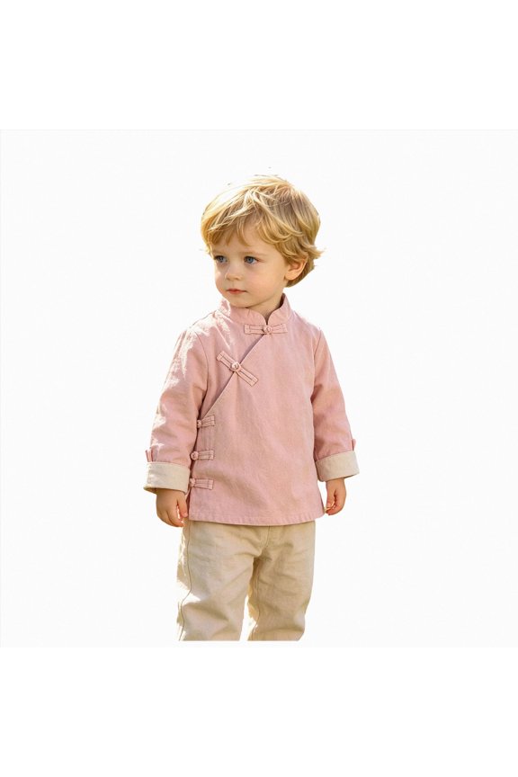 Boy Newborn Outfit Boys Tang Suit Jacket Chinese Traditional(Pink,3-4 Years)
