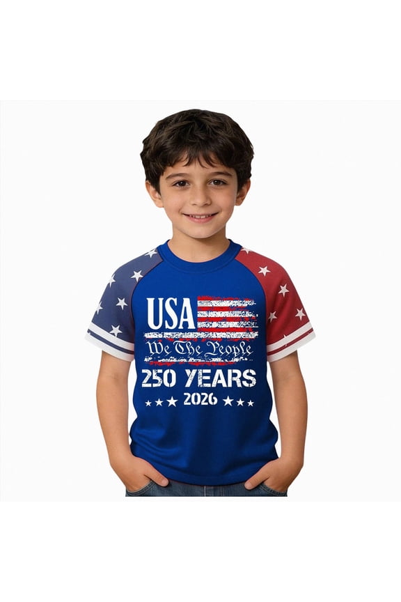 Boys 4th of July Tshirt Kids American Flag Sleeveless Shirts Cotton Patriotic Tees Top Independence Day Clothes(Blue,1-2 Years)