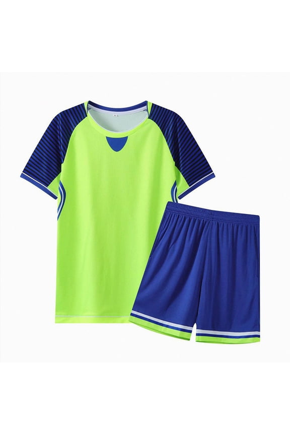 Boys Athletic Shorts Set - 2 Piece Summer Clothes Outfit with Graphic Tee and Gym Shorts with Inner Compression Lining(Green,9-10 Years)
