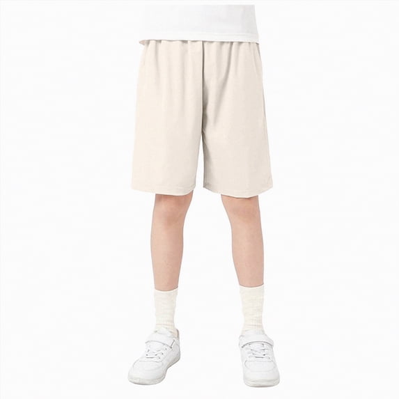 Linfrsh Boys Basketball Shorts Kids Boys Breathable Quick Dry Lightweight Outdoor Sports Shorts(Beige,5-6 Years)