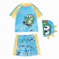 thumbnail image 1 of Linfrsh Boys Bathing Suit Toddlers Boys' 3-Piece Swimsuit Trunk and Rashguard Sun Hat Set(Light Blue,3-4 Years), 1 of 8