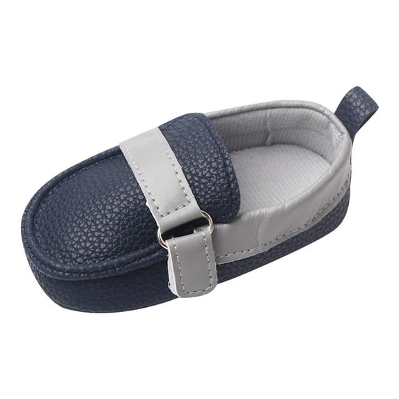 Linfrsh Boys Girls Loafers Walking Sneakers Leather Soft Sole Shoes Baby Crib Shoes Blue,6-12 Months