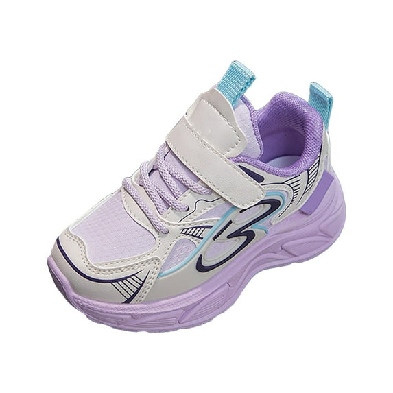 Linfrsh Boys Girls Sneakers Kids Lightweight Breathable Strap Athletic Running Shoes for Little Kids/Toddler(Purple,13 Little Child)