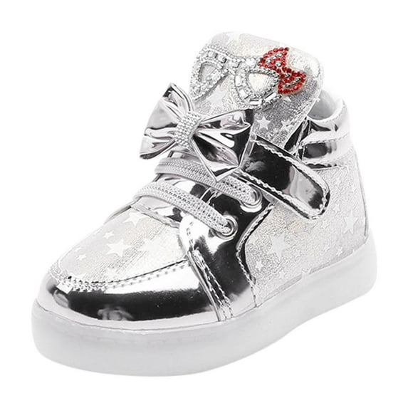 Linfrsh Boys Light Up Shoes Toddler Walking Shoes Non-Slip Running Shoes Boys Girls Kids Sports Athletic Sneakers Casual School Shoes Silver,8.5