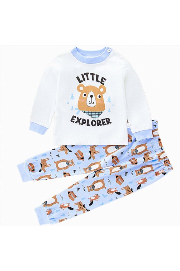 Boys Pajamas Size 6 Cotton Toddler Boys Pajamas Monster Truck Cotton Kids Dinosaur 2 Piece Planets Pjs Sleepwear Clothes Sets 2-7 Years(Brown,6-12 Months)
