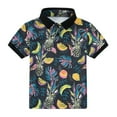 thumbnail image 1 of Linfrsh Boys Polo Shirt Boys Polo Shirts Tropical Print Graphic Tops Golf Clothes Trendy Short Sleeve Kids School Uniform Polo Shirts(Black,Size 12-18 Months), 1 of 7