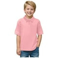 thumbnail image 1 of Linfrsh Boys Polo Shirt Short Sleeve School Uniform Blouse Toddler Spring Summer Shirt Casual Collared Shirts Holiday Plain Shirts for Boys Children(Pink,4-5 T), 1 of 7
