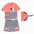 thumbnail image 1 of Linfrsh Boys Rash Guard Swim Set Toddlers Boys' 3-Piece Swimsuit Trunk and Rashguard Sun Hat Set(Orange,5-6 Years), 1 of 8