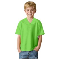 Linfrsh Boys School Uniform Polo Shirt Kids Short Sleeve Solid Collared Golf Shirts Spring Summer Top Casual Children Button Blouse(AG,6-7 T)