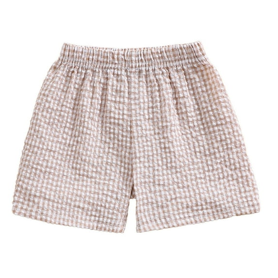 Linfrsh Boys Shorts Boy's Casual Shorts Summer Cotton Classic Elastic Waist Beach Shorts with Pockets Toddler Boy Shorts(Khaki,Size 12-18 Months)
