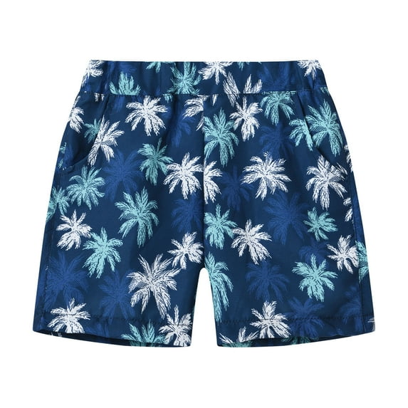 Linfrsh Boys Soccer Shorts Boys Casual Shorts Elastic Waist Drawstring Summer Beach Shorts(Dark Blue,Size 7-8 T)