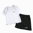 thumbnail image 1 of Linfrsh Boys Summer Outfits Toddler Boys Clothes Mesh Athletic Summer Short Sleeve T Shirt and Shorts Kids Outfit Set(White,7-8 Years), 1 of 4