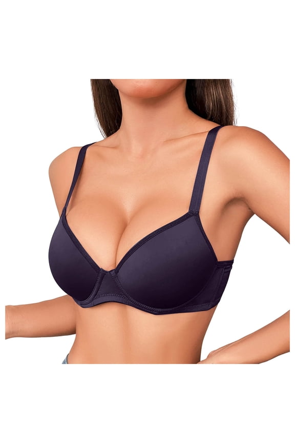 Bra Wireless Womens Minimizer Bra, Comfort Underwire Bras for Women, Seamless Cups(Dark Gray,75B)