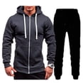 thumbnail image 1 of Linfrsh Casual Fashion Hoodie Zip Up, Mens Tracksuit 2 Piece Hoodie Casual Sweatsuit Sets Trend Athletic Training Z3-Dark Gray,2XL, 1 of 6
