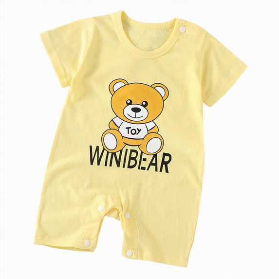 Linfrsh Child Baby Boys Girls Unisex Short Sleeve Bodysuit One-Piece Jumpsuit Infant Kids Cute Pajamas Sleepwear Loungewear for Spring Summer(Orange,12-18 Months)