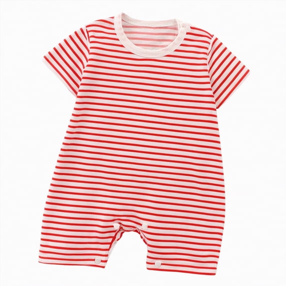 Linfrsh Child Baby Boys Girls Unisex Short Sleeve Bodysuit One-Piece Jumpsuit Infant Kids Cute Pajamas Sleepwear Loungewear for Spring Summer(Red,0-6 Months)