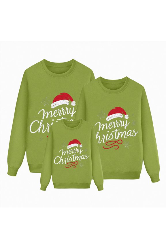 Christmas Clothes for Kids Christmas Family Matching Sweatshirt Parent Child Long Sleeve Printed Holiday Top for Kids Green,3Y