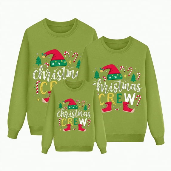 Linfrsh Christmas Top for Kid Christmas Pajamas Matching Sets 2025, Christmas Parent-Child Printed Cute Top Pants Set, Xmas Pjs for Couples, Women, Men, Kids Green,S