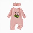 thumbnail image 1 of Linfrsh Clothes for Girls Baby Girl Clothes Newborn Infant Fall Outfits Ruffle Romper and Pants with Headband Sets for0 3 6 9 12 18 Months(Pink,3-6 Months), 1 of 6