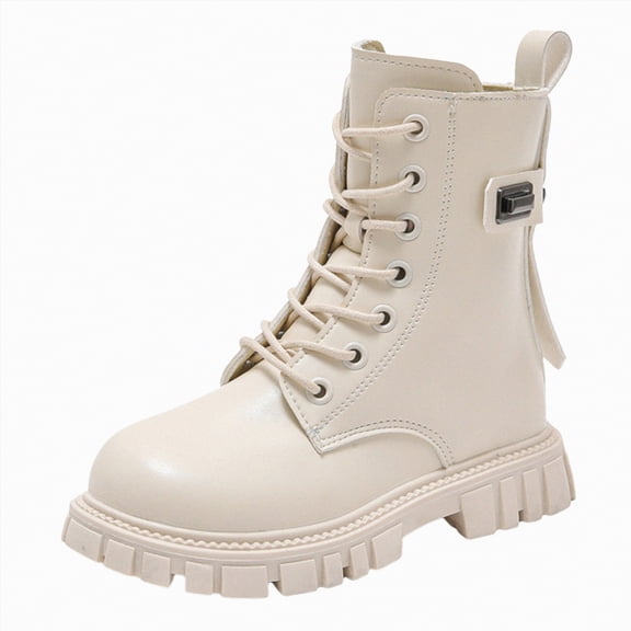 Linfrsh Cowgirl Boots for Girls Girls Ankle Boots Low Heels Short Booties with Side Zipper for Toddler/Little Kid/Big Kid White,10.5