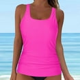 thumbnail image 1 of Linfrsh Crew Neck Swimsuit Top for Womens No Adjustable Straps Only Tankinis Tops Bathing Suit Top Hot Pink,S, 1 of 5