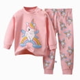 thumbnail image 1 of Linfrsh Cute Toddler Girl Outfits Toddler Baby Girl Clothes 1T 2T 3T 4T 5T Fall Winter Outfits Contrast Color Long Sleeve Sweatshirt + Pants Sets(Light Pink,6-12 Months), 1 of 4