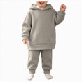 thumbnail image 1 of Linfrsh Fall Outfit for Toddler Girl Thickened and Winter Sports Suit for Boys and Girls Casual Pullover Hoodie Long Pants Two Piece Set, 1 of 8