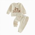 thumbnail image 1 of Linfrsh Fall Outfits Toddler Girl Girls' Cute Winter and Casual Letter Embroidered Long Sleeved Pants In Solid Color Set, 1 of 8