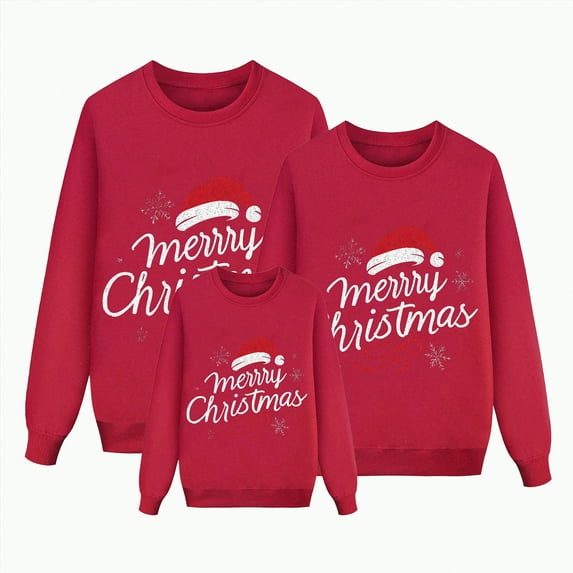 Linfrsh Family Christmas Pajamas Most Likely to Superlative Matching Family Christmas Shirts, Funny Xmas Holiday Mom Dad Baby Toddler Friends Outfit Red,3Y