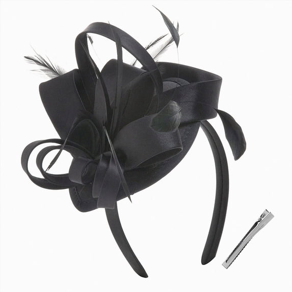 Linfrsh Fascinators Hats for Women Tea Party Headwear Tea Party Hats for Women Flower Mesh Ribbons Feathers Headband Hair Accessories Black,One Size