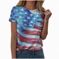thumbnail image 1 of Linfrsh Fourth Of July Tops for Women 4th of July Shirts for Women America Printed Tshirt Patriotic Vintage USA Tee Tops(Blue,2XL), 1 of 7