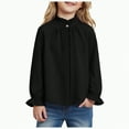 thumbnail image 1 of Linfrsh Girl Long Sleeve Shirt Girls Sweatshirts Kids Casual Cable Knit Long Sleeve Shirts Tunic Tops Black,9-10 Years, 1 of 7