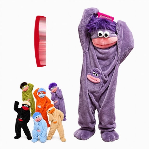Linfrsh Girl'S Pajamas Big Mouth Monster Onesie Silly Monster Onesie Plush Onesie Pajamas for Boys Girls 2-10 Years Cozy Home Loungewear with Comb