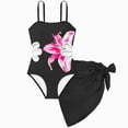 thumbnail image 1 of Linfrsh Girls Bathing Suit Floral Leopard Print One-Piece Swimsuit with Cover Up(Black,11-12 Years), 1 of 8