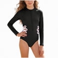 thumbnail image 1 of Linfrsh Girls Bathing Suit Girls One Piece Swimsuits Zipper Rash Guard Swimwear Set Long Sleeve Bathing Suit UPF50+ Sun Protection Swim Suits(Black,12-13 Years), 1 of 9