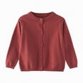 thumbnail image 1 of Linfrsh Girls Cardigan Sweater School Uniforms Toddler Long Sleeve Button Knit Solid Sweaters Tops(Brick Red,7-8 Years), 1 of 4