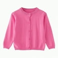 thumbnail image 1 of Linfrsh Girls' Cardigans Sweater Cotton School Uniforms Button Solid Long Sleeve Knit Sweaters(Hot Pink,6-7 Years), 1 of 7