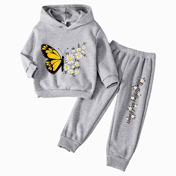 Linfrsh Girls Clothes Fall Winter Toddler Outfits Cute Print Hoodie Sweatshirt + Sweatpants 2 Piece Set