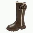 thumbnail image 1 of Linfrsh Girls Combat Boots Girls Kids Winter Fashion Knee High Winter Boots Buckle Zipper Riding Boot Mid Boot Brown,1.5, 1 of 5